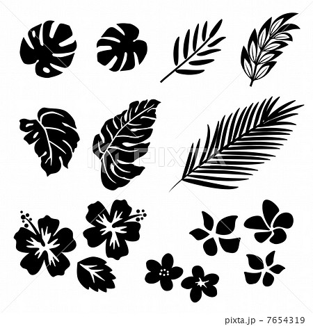 Tropical Leaves And Flower Silhouette Stock Illustration