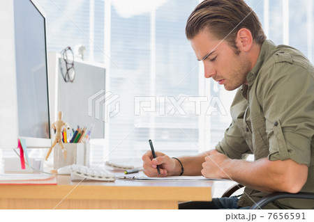 Creative business employee working Creative business employee working 7656591