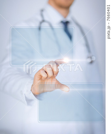 male hand touching virtual screen 7660401