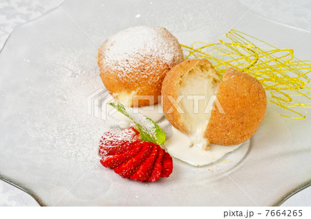 Dessert of ice-cream at biscuit Dessert of ice-cream at biscuit 7664265