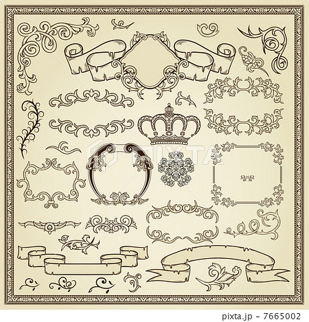 Seto of vintage design elements Seto of vintage design elements 7665002