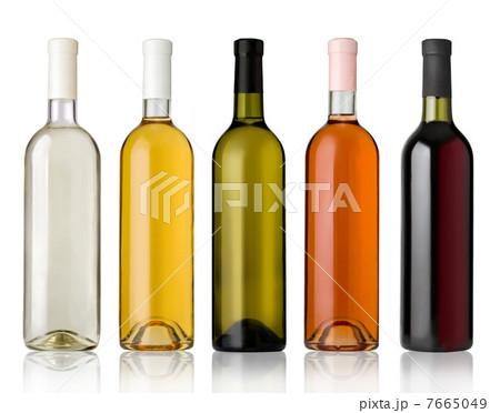 Set of white, rose, and red wine bottles. Set of white, rose, and red wine bottles. 7665049