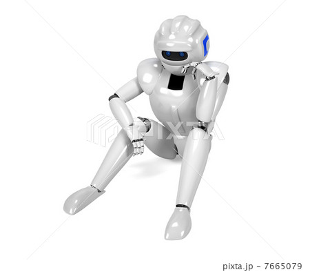 3D render of depressed android - isolated on...のイラスト素材 [7665079] - PIXTA