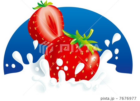 Two strawberries splashing in milk, blue background. Vector illustration Two strawberries splashing in milk, blue background. Vector illustration 7676977