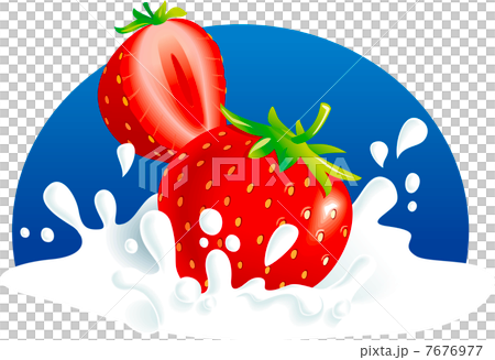 Two strawberries splashing in milk, blue background. Vector illustration Two strawberries splashing in milk, blue background. Vector illustration 7676977