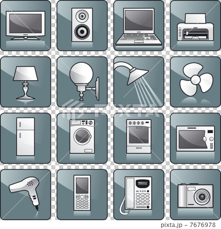 Icon set - home equipment, appliances. TV, stereo, computer 7676978