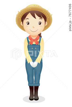 麦藁帽子の女性イラスト 麦藁帽子の女性イラスト 7677406