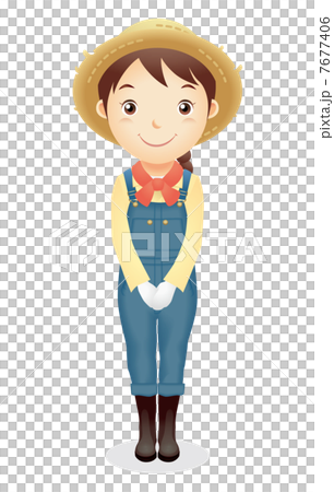 麦藁帽子の女性イラスト 麦藁帽子の女性イラスト 7677406
