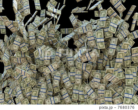 Make money: bunches of US dollars isolated 7680376