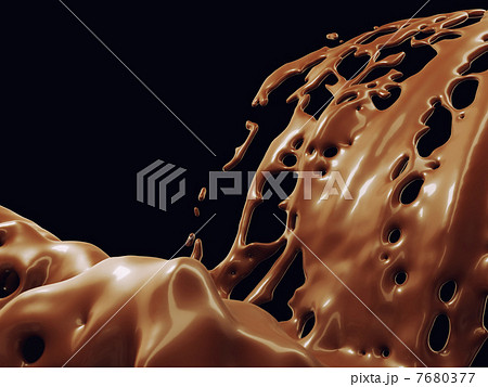 Hot chocolate or cocoa splashes flow isolated 7680377