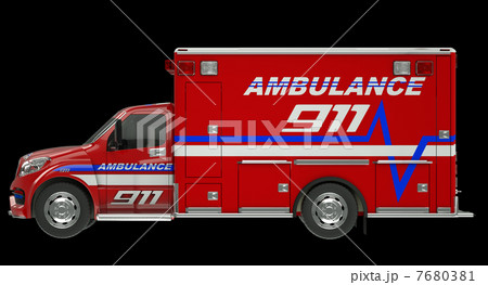 Ambulance: Side view of emergency services vehicle over black Ambulance: Side view of emergency services vehicle over black 7680381