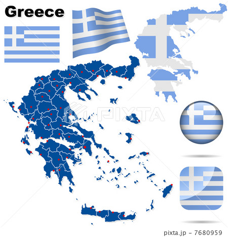 Greece vector set. Detailed country shape with region borders, f 7680959
