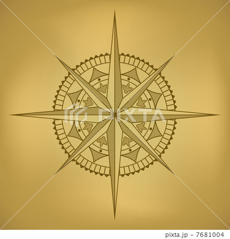 Traditional old-styled wind rose on ancient russet paper. 7681004