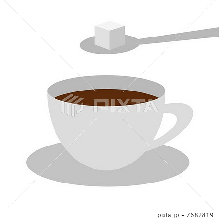 コーヒーに角砂糖のイラスト素材
