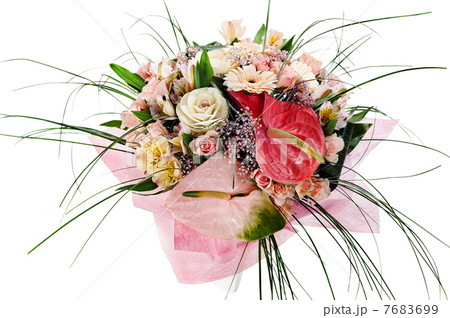 colorful floral bouquet of anthuriums, roses and orchids centerp colorful floral bouquet of anthuriums, roses and orchids centerp 7683699
