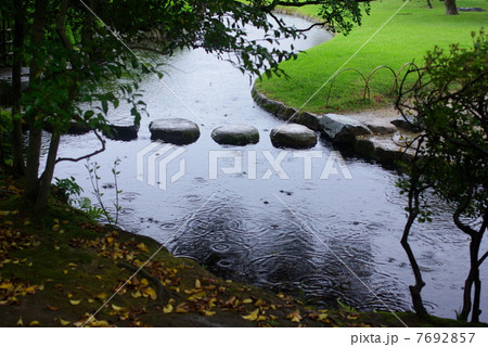 五月の雨に洗われる岡山後楽園(横位置） 7692857