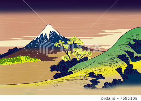浮世絵富士山のイラスト素材