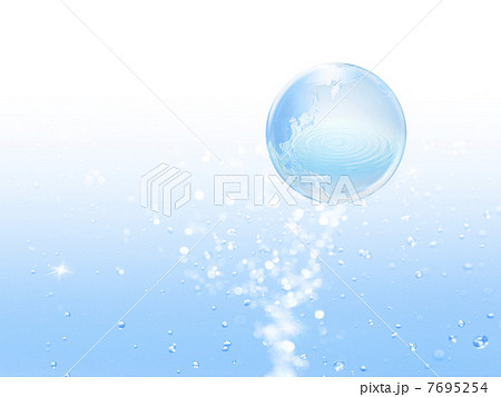 地球エコイメージ　水飛沫と水の地球 7695254