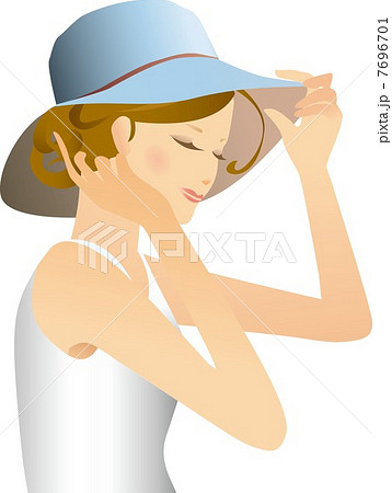 帽子をかぶる女性のイラスト素材