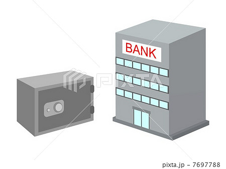 銀行と金庫のイラスト素材