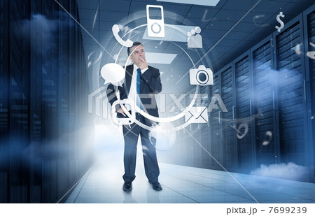 Businessman thinking about many applicationa 7699239