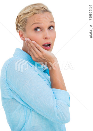 Surprised beautiful blonde looking up Surprised beautiful blonde looking up 7699514