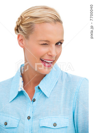Blonde woman winking 7700040