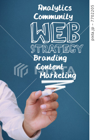 Businessman holding a marker and writing web terms Businessman holding a marker and writing web terms 7702205