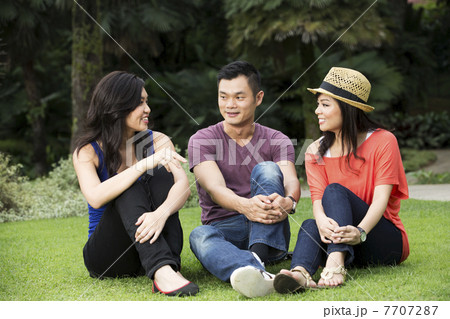 Happy Chinese friends hanging out 7707287