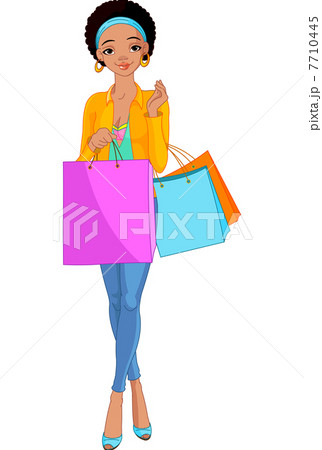 African Girl with shopping bags 7710445