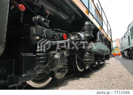 train stands on railroad tracks train stands on railroad tracks 7711588