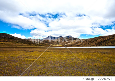 mountains and lake in the Cotopaxi National Park mountains and lake in the Cotopaxi National Park 7726751