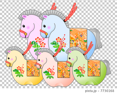 New year's card material horse family 7730168