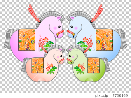 New year's card material horse family 7730169