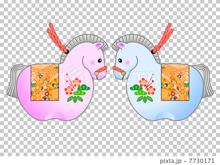 New year's card material horse couple 7730171