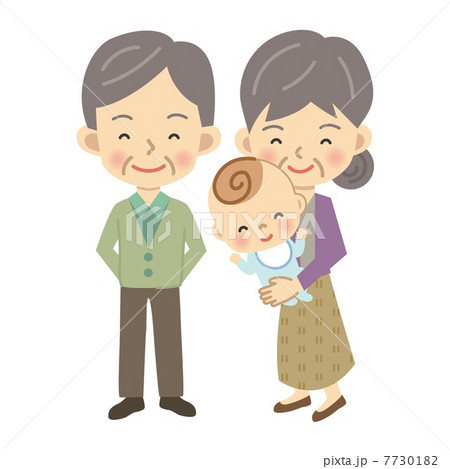 祖父母と赤ちゃんのイラスト素材