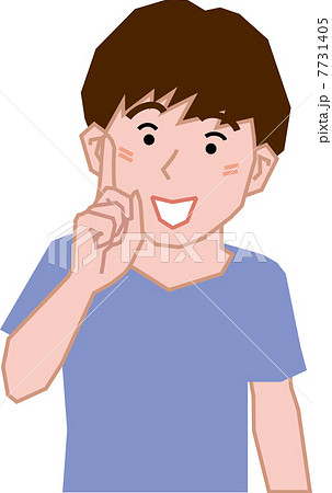 人差し指を立てる小学生の男子のイラスト素材