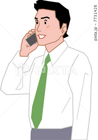 携帯電話で話す３０代サラリーマンのイラスト素材