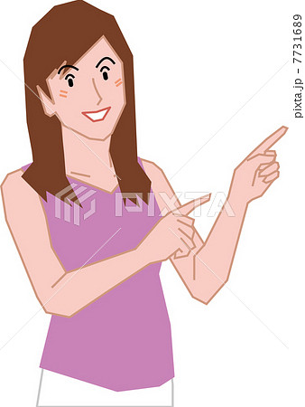 両手で指差しをする２０代女性 7731689