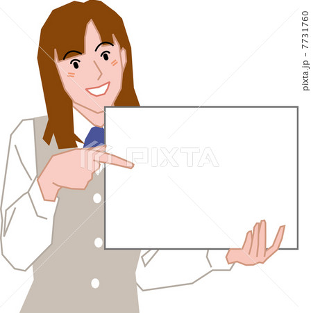 笑顔でボードを見せる20代olのイラスト素材