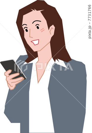スマートフォンを操作する女性ビジネスマンのイラスト素材