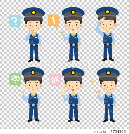 警察官のバリエーションポーズのイラスト素材