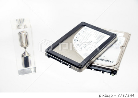 パソコン・フリーズ/速度イメージ：ハードディスクとSSDと時計 7737244