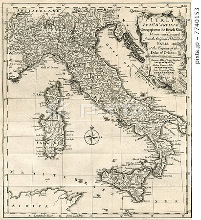 18世紀古地図 イタリア の写真素材