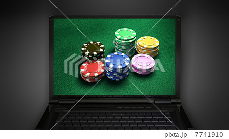gambling chip is display on laptop screen 7741910