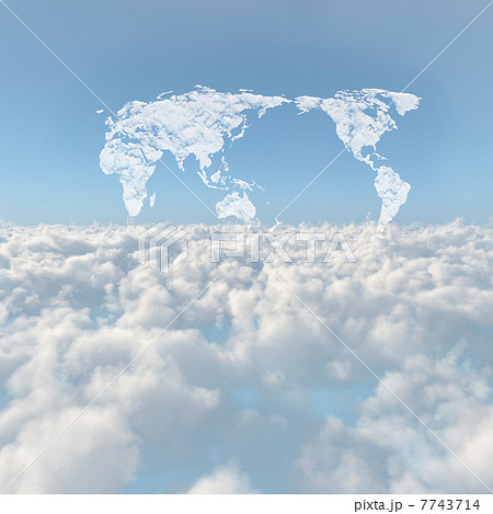 雲海と世界地図の雲のイラスト素材