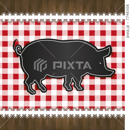 vector blackboard menu tablecloth lace pig  7746308
