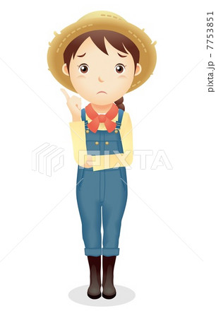 麦藁帽子の女性イラスト 7753851