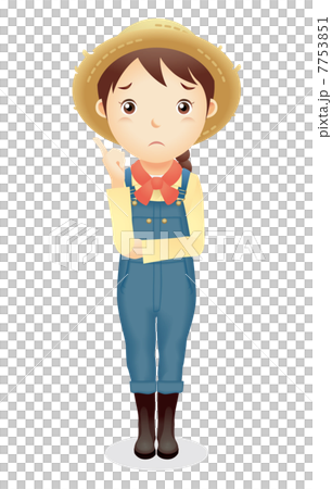 麦藁帽子の女性イラスト 7753851