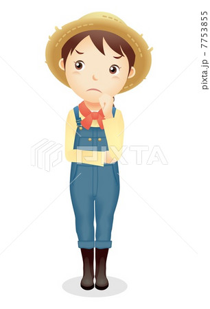 麦藁帽子の女性イラスト 7753855
